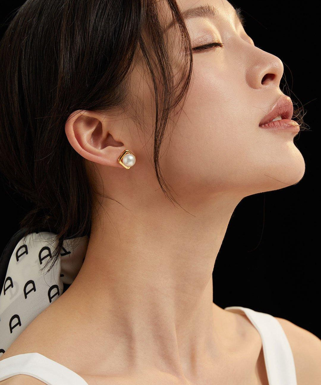 Geometric Freshwater Pearl Earrings - Gembea Jewelry