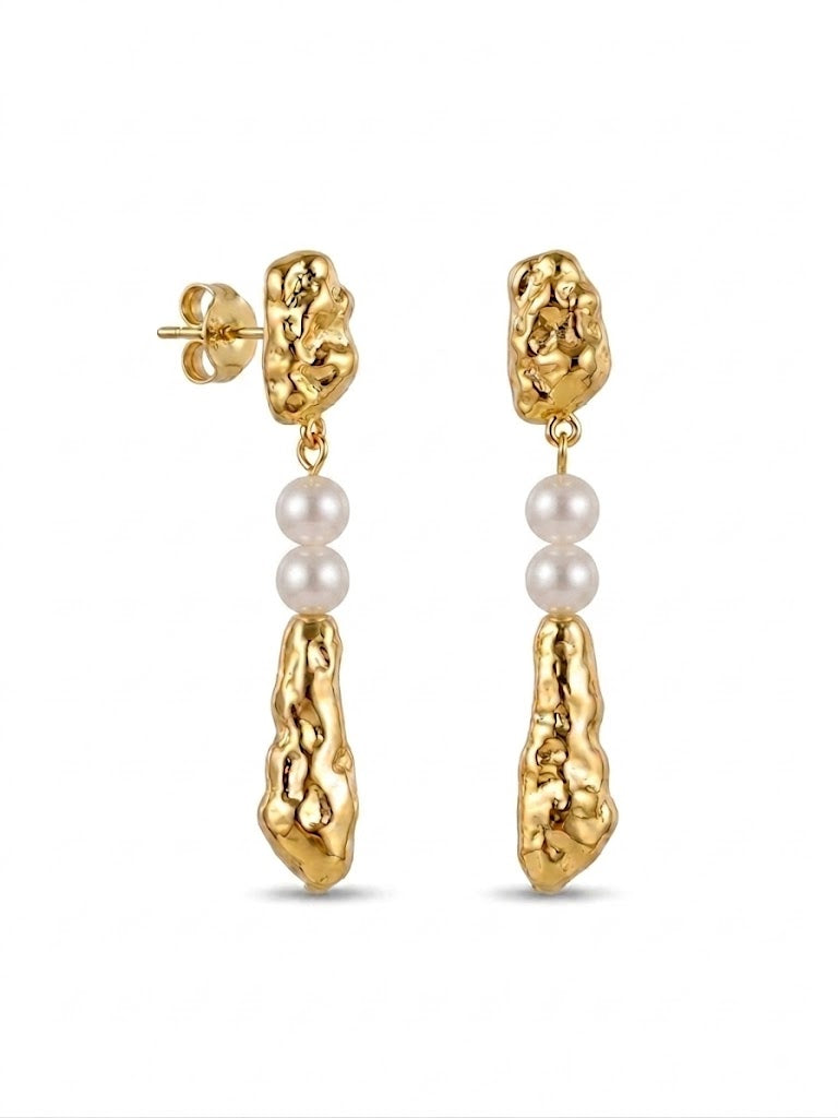 Geometric Irregular Metallic Pearl Earrings gembea jewelry