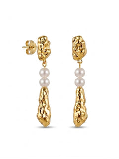 Geometric Irregular Metallic Pearl Earrings gembea jewelry