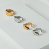 Geometrically Cut Surface Sterling Silver Open Rings - Gembea Jewelry