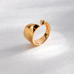 Geometrically Cut Surface Sterling Silver Open Rings - Gembea Jewelry