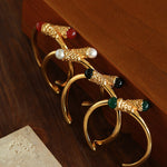 Gilded Bud Freshwater Pearl Open Cuff Bracelet-Gembea Jewelry