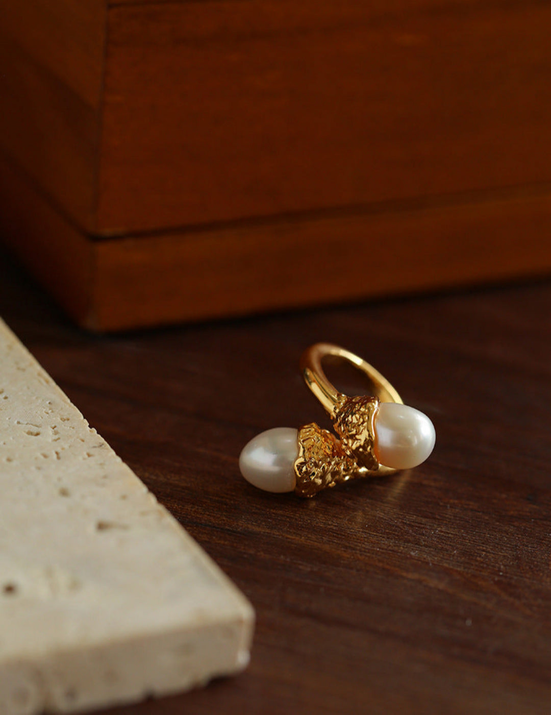 Gilded Bud Freshwater Pearl Statement Ring-Gembea Jewelry