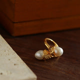Gilded Bud Freshwater Pearl Statement Ring-Gembea Jewelry