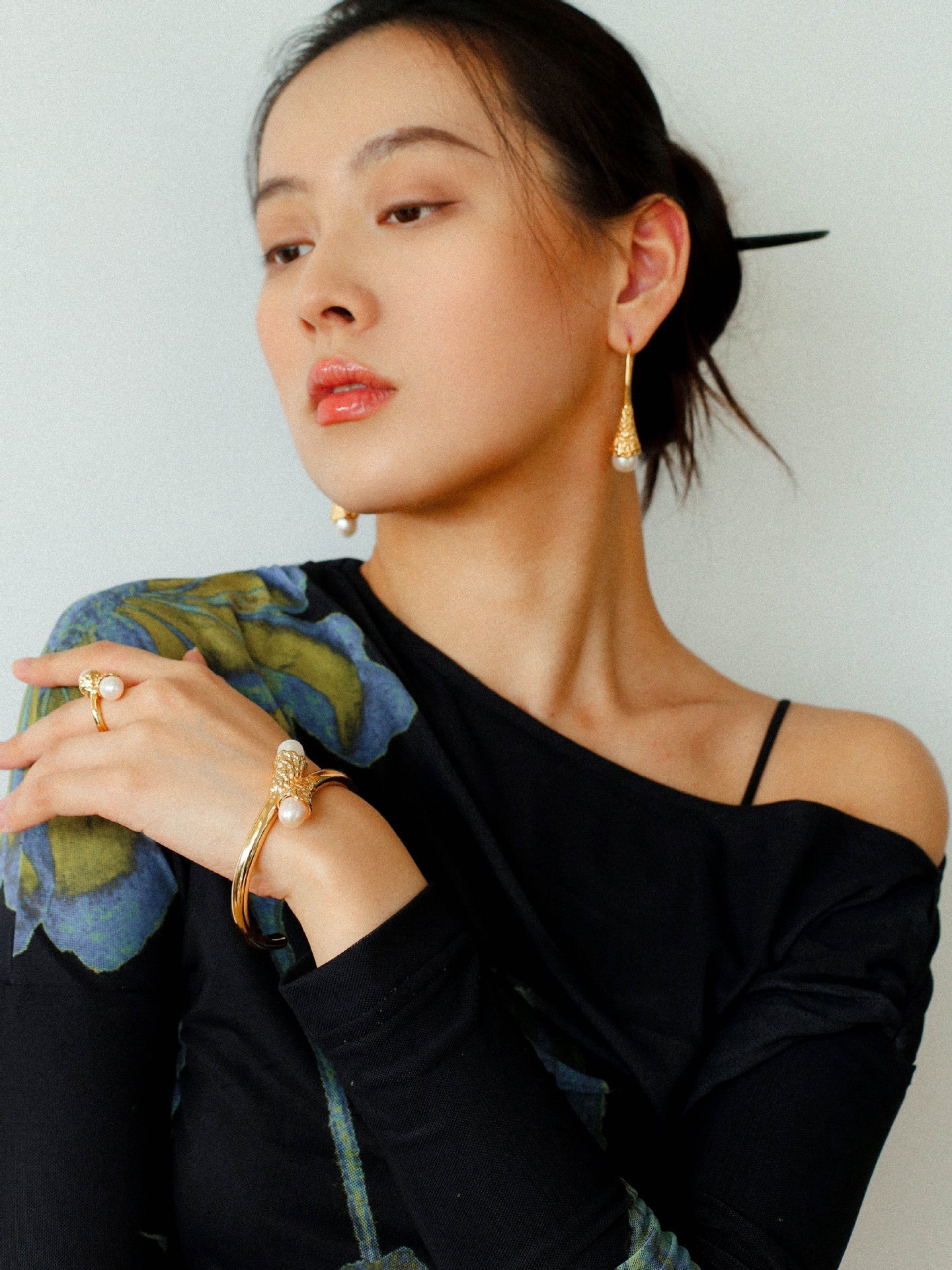 Gilded Bud Freshwater Pearl Statement Ring-Gembea Jewelry
