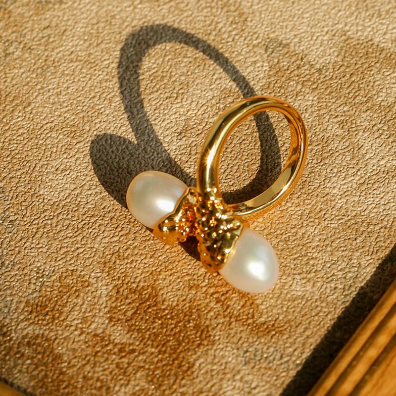 Gilded Bud Freshwater Pearl Statement Ring-Gembea Jewelry