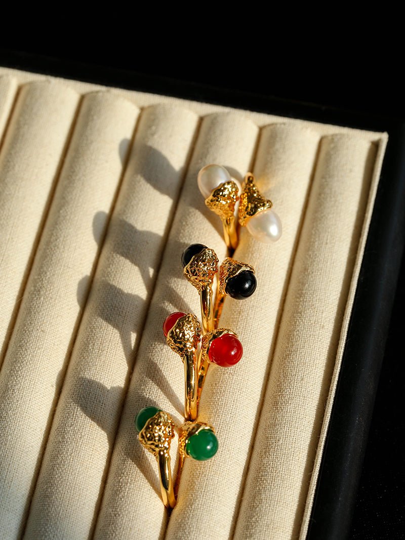 Gilded Bud Freshwater Pearl Statement Ring-Gembea Jewelry