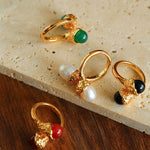 Gilded Bud Freshwater Pearl Statement Ring-Gembea Jewelry