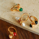 Gilded Bud Freshwater Pearl Statement Ring-Gembea Jewelry