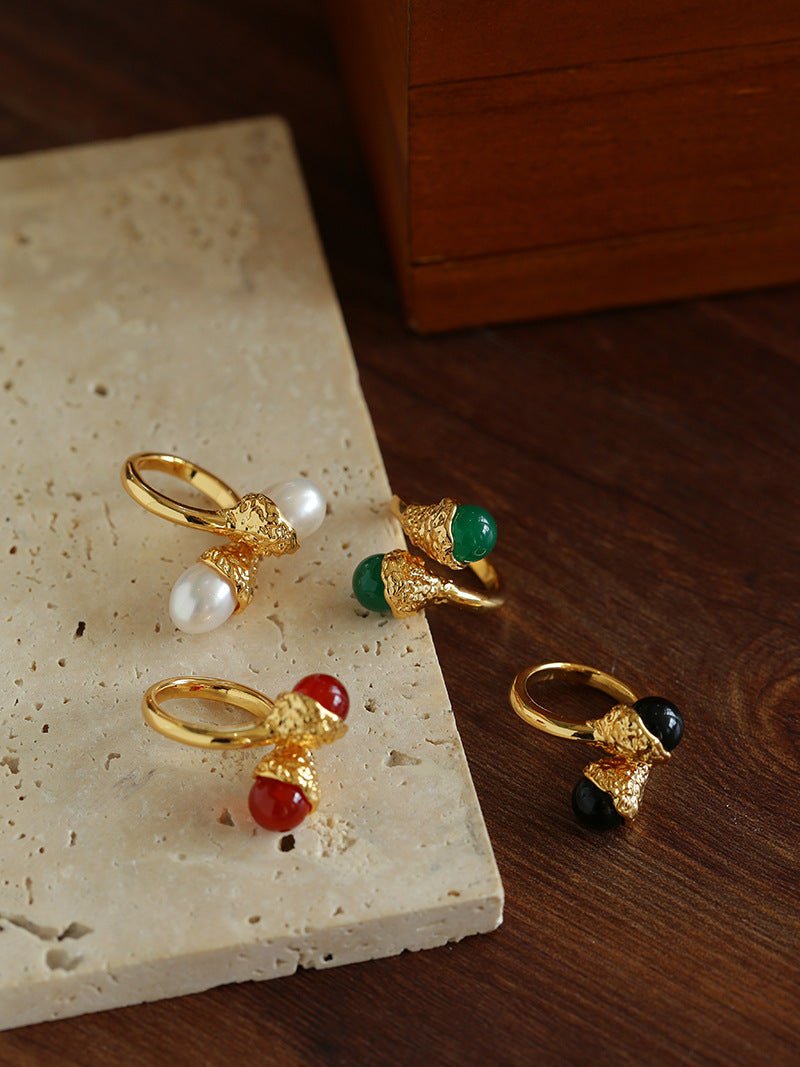 Gilded Bud Freshwater Pearl Statement Ring-Gembea Jewelry