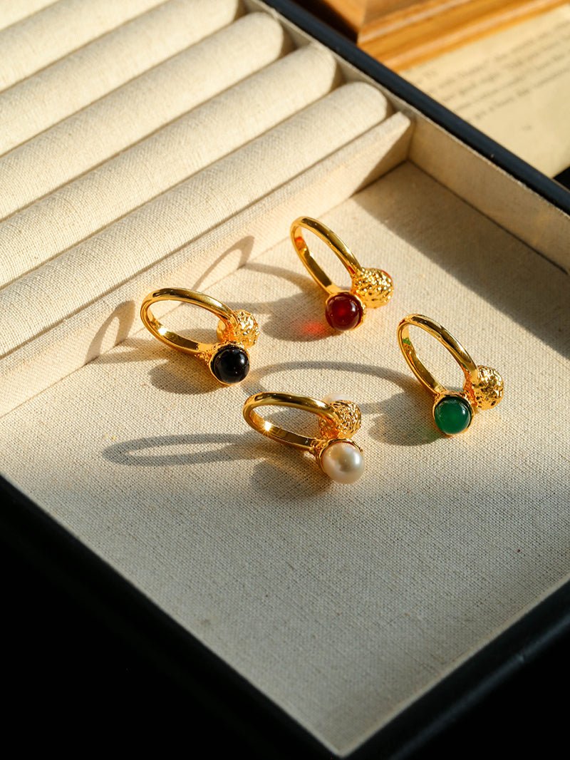 Gilded Bud Freshwater Pearl Statement Ring-Gembea Jewelry