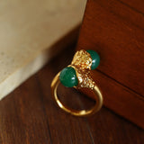 Gilded Bud Green Agate Statement Ring