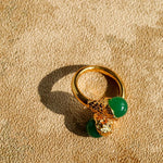 Gilded Bud Green Agate Statement Ring