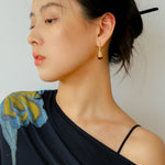 Gilded Bud Red Agate Drop Hook Earrings-Gembea Jewelry