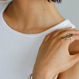 Glamorous Adjustable Oval Gold Silver Ring gembea jewelry