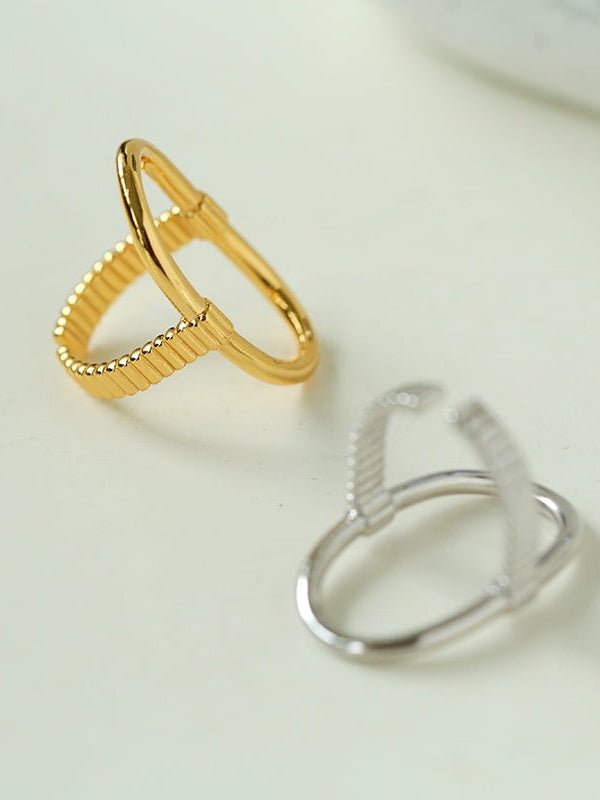 Glamorous Adjustable Oval Gold Silver Ring gembea jewelry