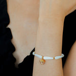 Glittering Ripple Shell White Crystal Bracelet gembea jewelry