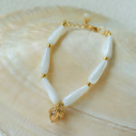 Glittering Ripple Shell White Crystal Bracelet gembea jewelry