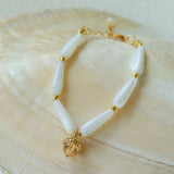 Glittering Ripple Shell White Crystal Bracelet gembea jewelry