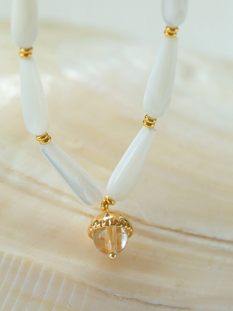 Glittering Ripple Shell White Crystal Bracelet gembea jewelry