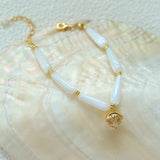 Glittering Ripple Shell White Crystal Bracelet gembea jewelry