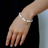 Glittering Ripple Shell White Crystal Bracelet gembea jewelry