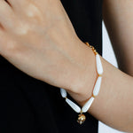 Glittering Ripple Shell White Crystal Bracelet gembea jewelry