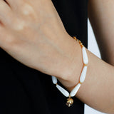 Glittering Ripple Shell White Crystal Bracelet gembea jewelry