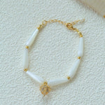 Glittering Ripple Shell White Crystal Bracelet gembea jewelry