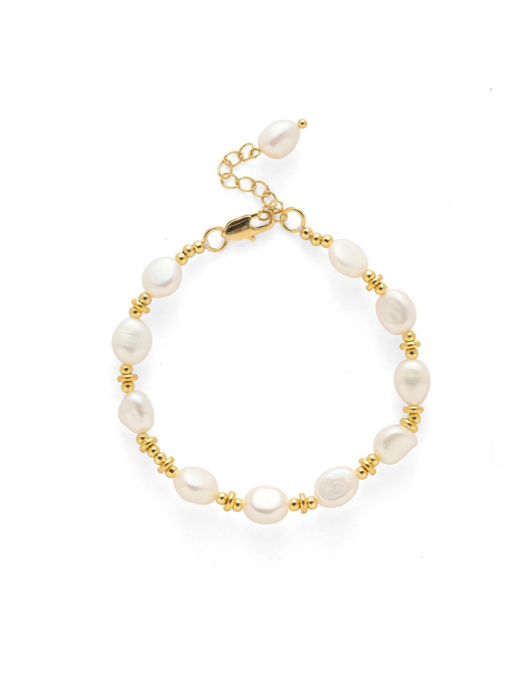 Gold Bean Baroque Pearl Beaded Bracelet gembea jewelry