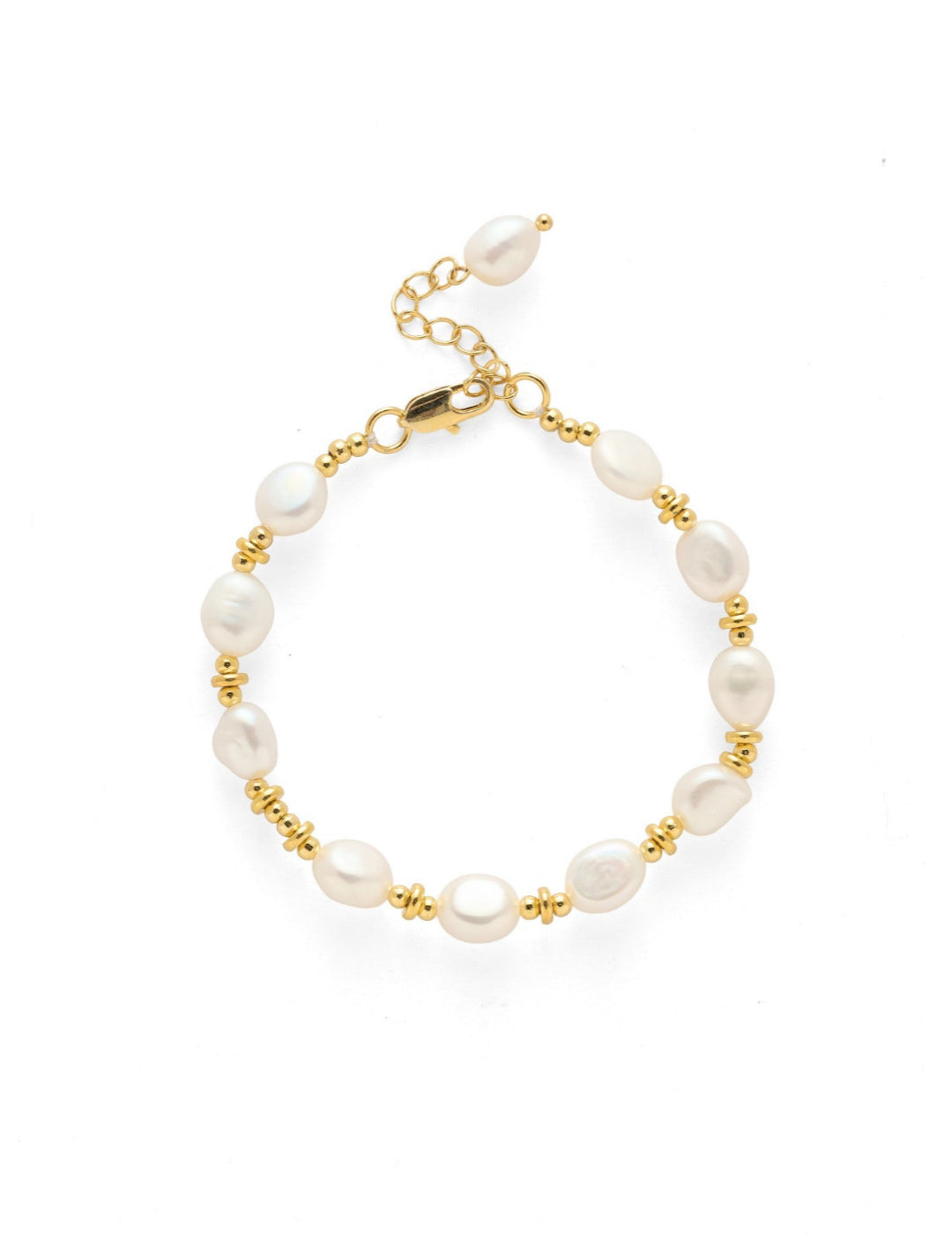 Gold Bean Baroque Pearl Beaded Bracelet gembea jewelry