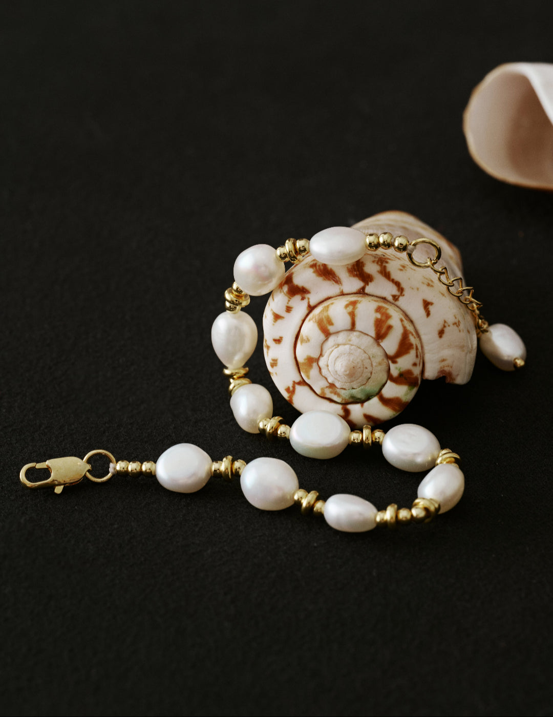 Gold Bean Baroque Pearl Beaded Bracelet gembea jewelry