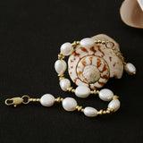 Gold Bean Baroque Pearl Beaded Bracelet gembea jewelry