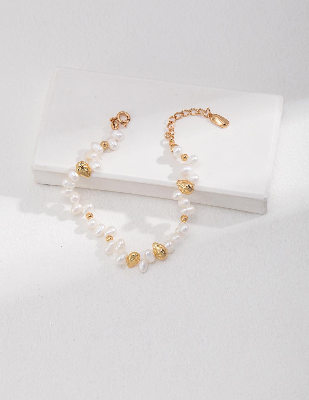 Gold Bean Freshwater Pearl Beaded Bracelet - Gembea Jewelry