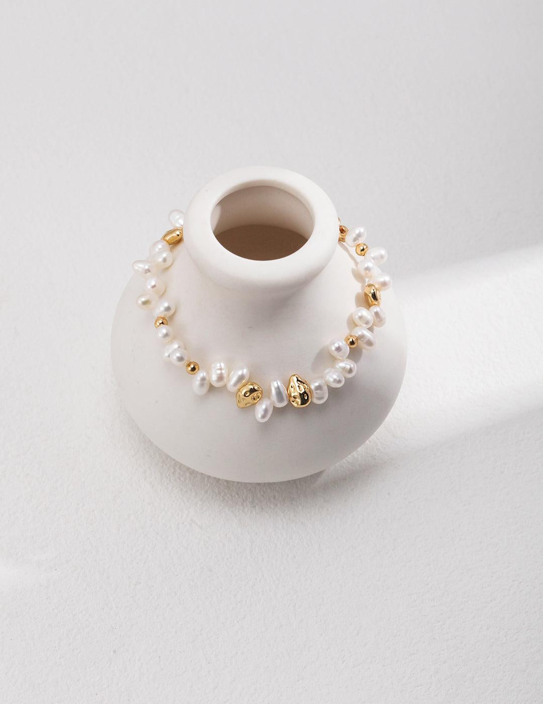 Gold Bean Freshwater Pearl Beaded Bracelet - Gembea Jewelry