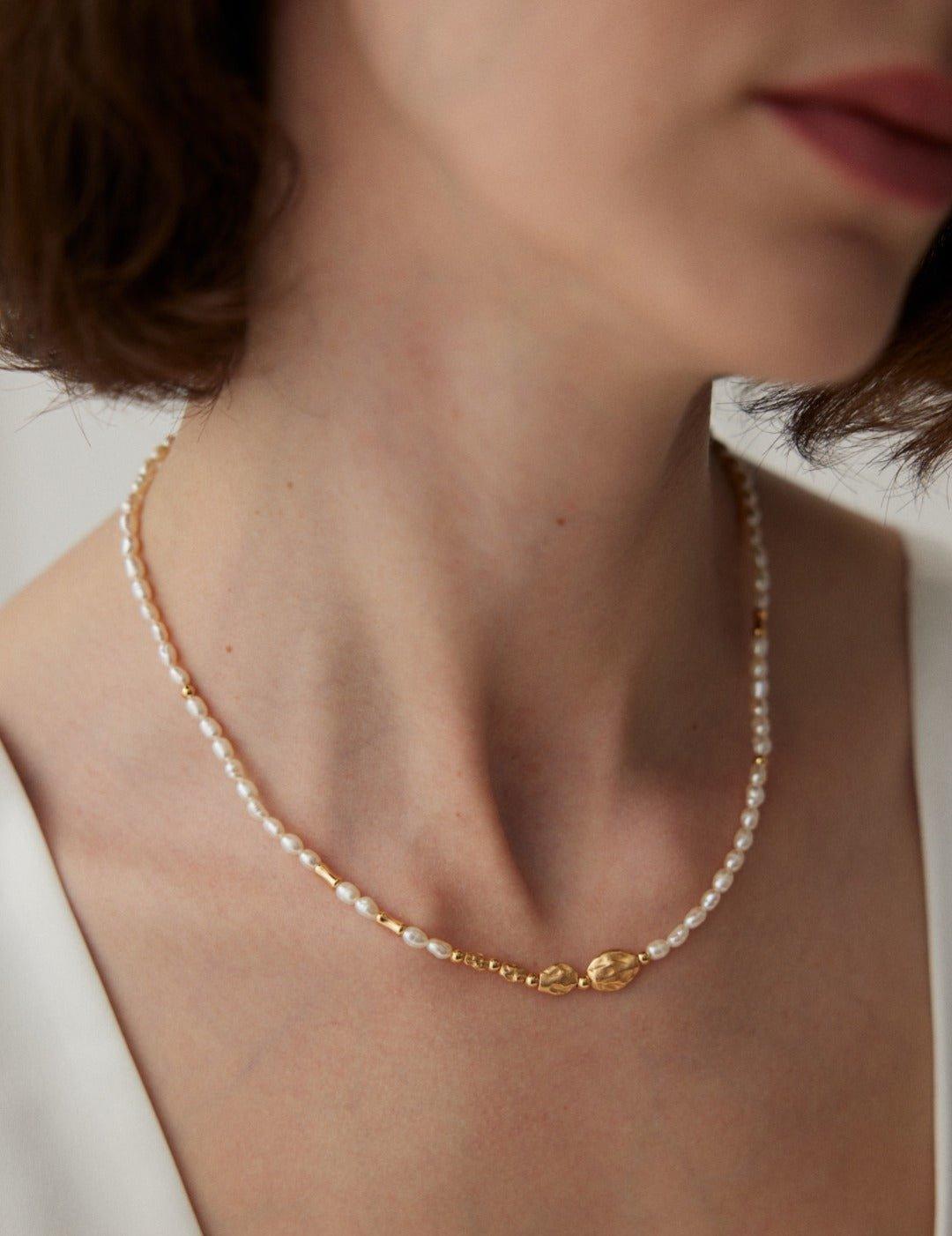 Natural Texture Chain Freshwater Pearl Necklaces - Gembea Jewelry