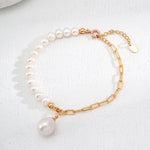 Asymmetrical Chain and Baroque Pearl Bracelets - Gembea Jewelry