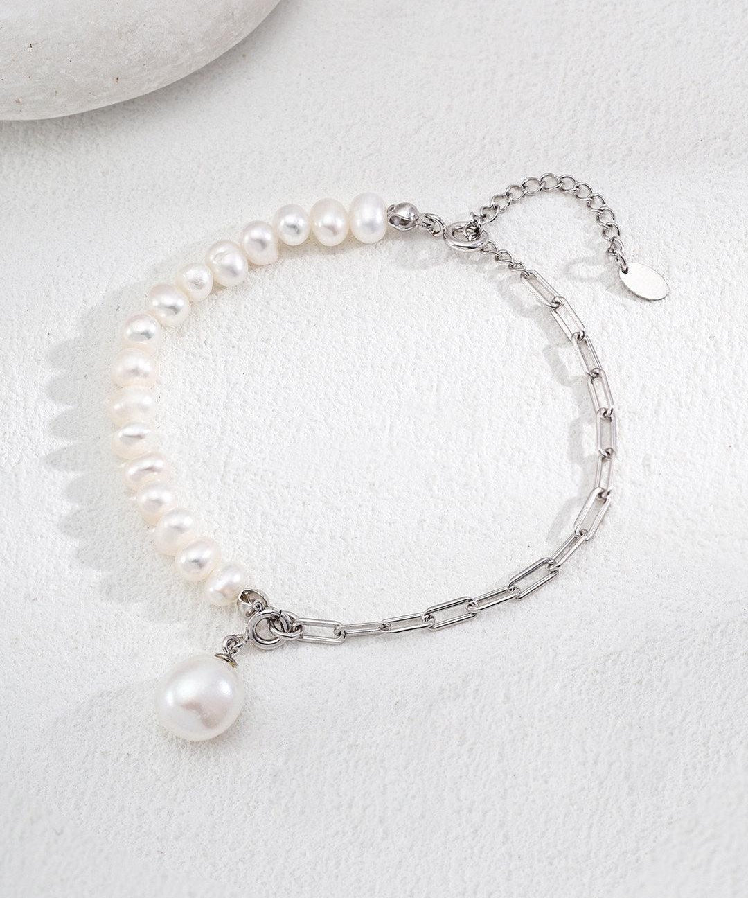 Asymmetrical Chain and Baroque Pearl Bracelets - Gembea Jewelry