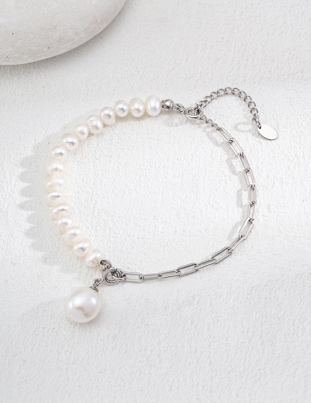 Asymmetrical Chain and Baroque Pearl Bracelets - Gembea Jewelry