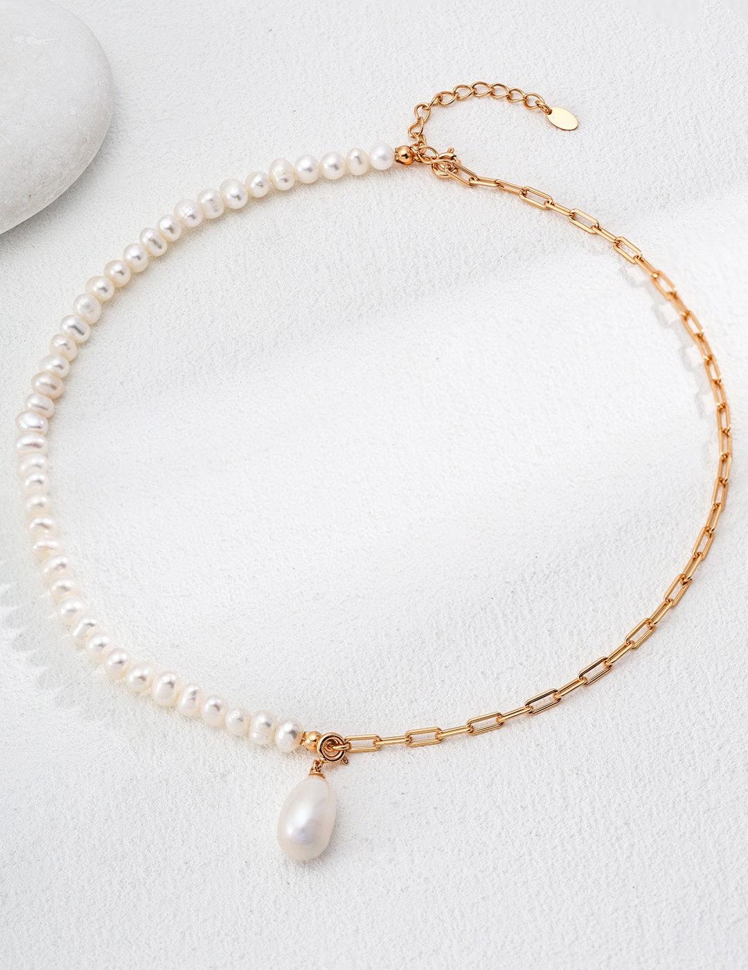 Asymmetrical Chain Baroque Pearl Necklaces - Gembea Jewelry