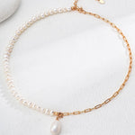 Asymmetrical Chain Baroque Pearl Necklaces - Gembea Jewelry