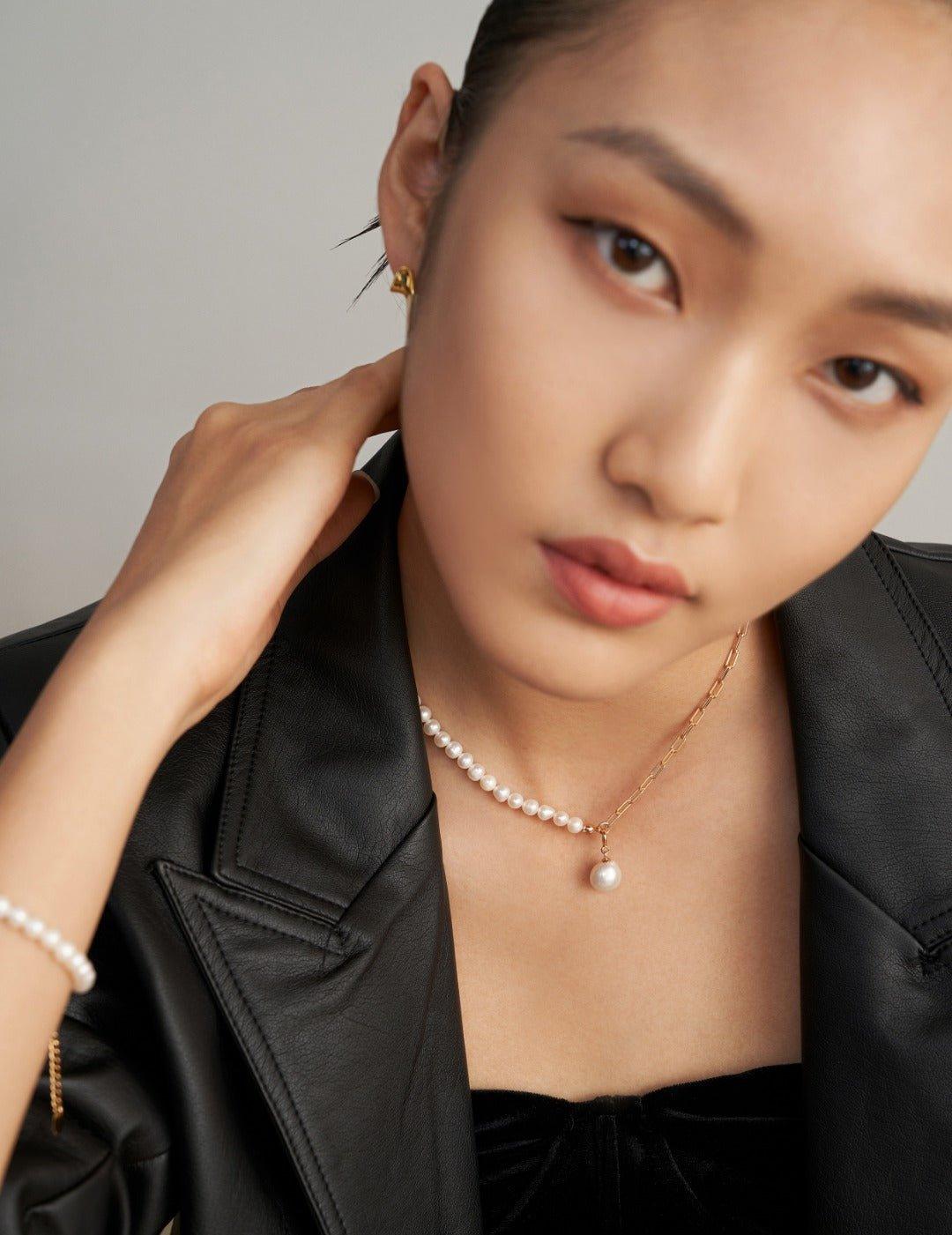 Asymmetrical Chain Baroque Pearl Necklaces - Gembea Jewelry