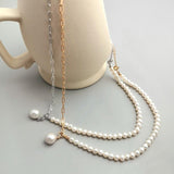 Asymmetrical Chain Baroque Pearl Necklaces - Gembea Jewelry