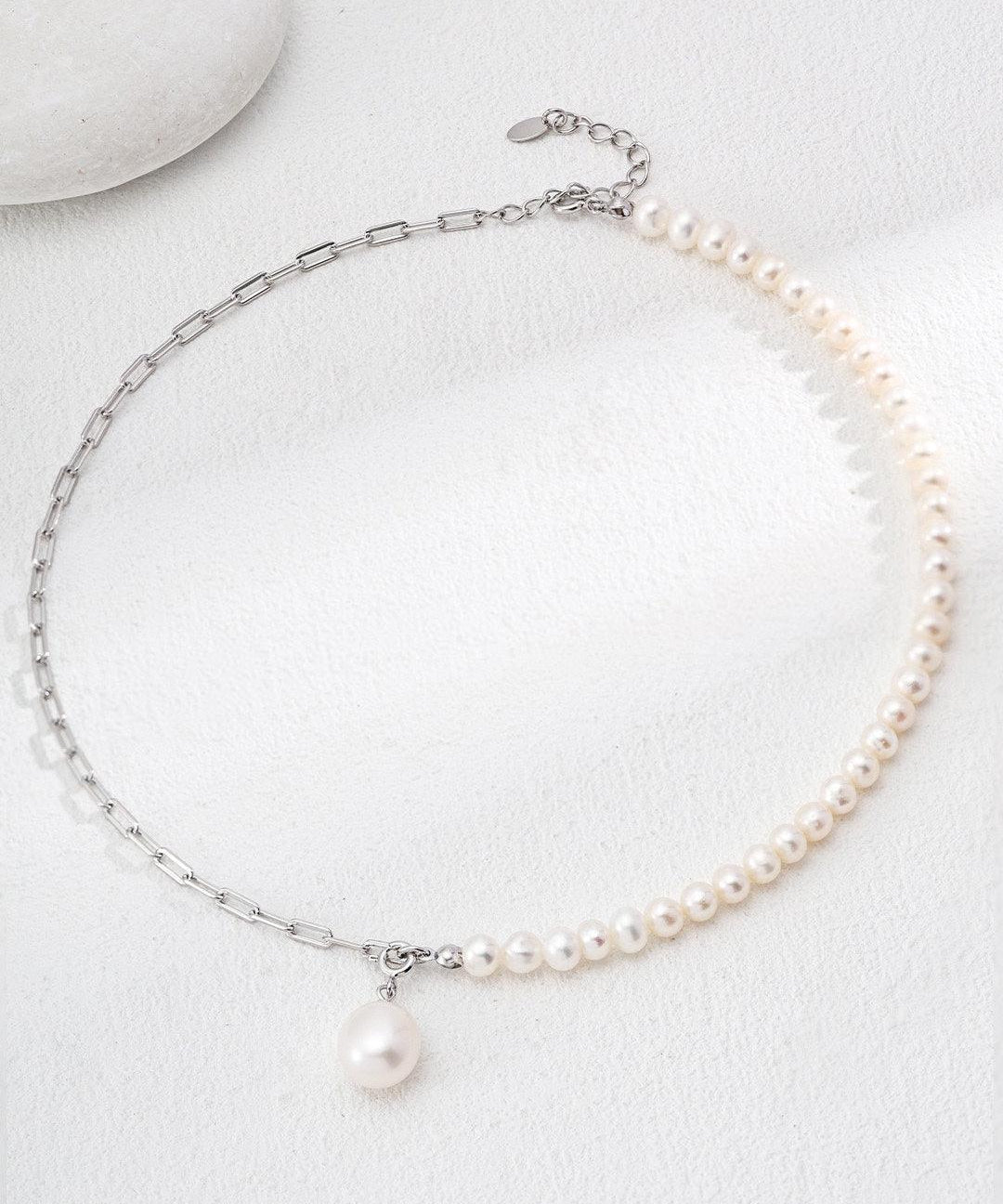 Asymmetrical Chain Baroque Pearl Necklaces - Gembea Jewelry