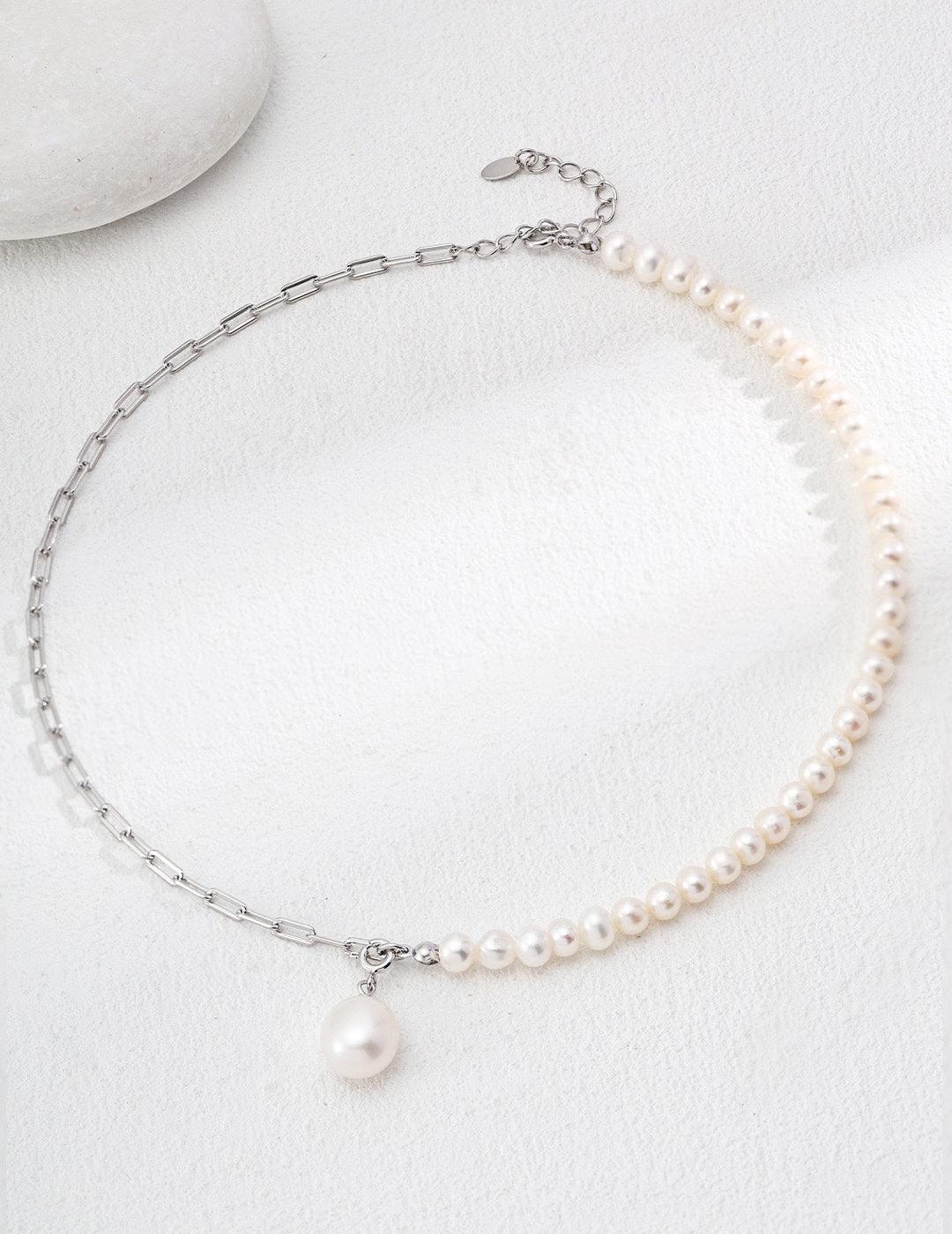Asymmetrical Chain Baroque Pearl Necklaces - Gembea Jewelry