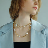 Gold Coin Baroque Pearl Necklace-Gembea Jewelry