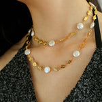 Gold Coin Baroque Pearl Necklace-Gembea Jewelry