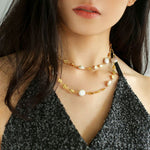 Gold Coin Baroque Pearl Necklace-Gembea Jewelry