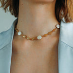 Gold Coin Baroque Pearl Necklace-Gembea Jewelry