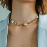 Gold Coin Baroque Pearl Necklace-Gembea Jewelry